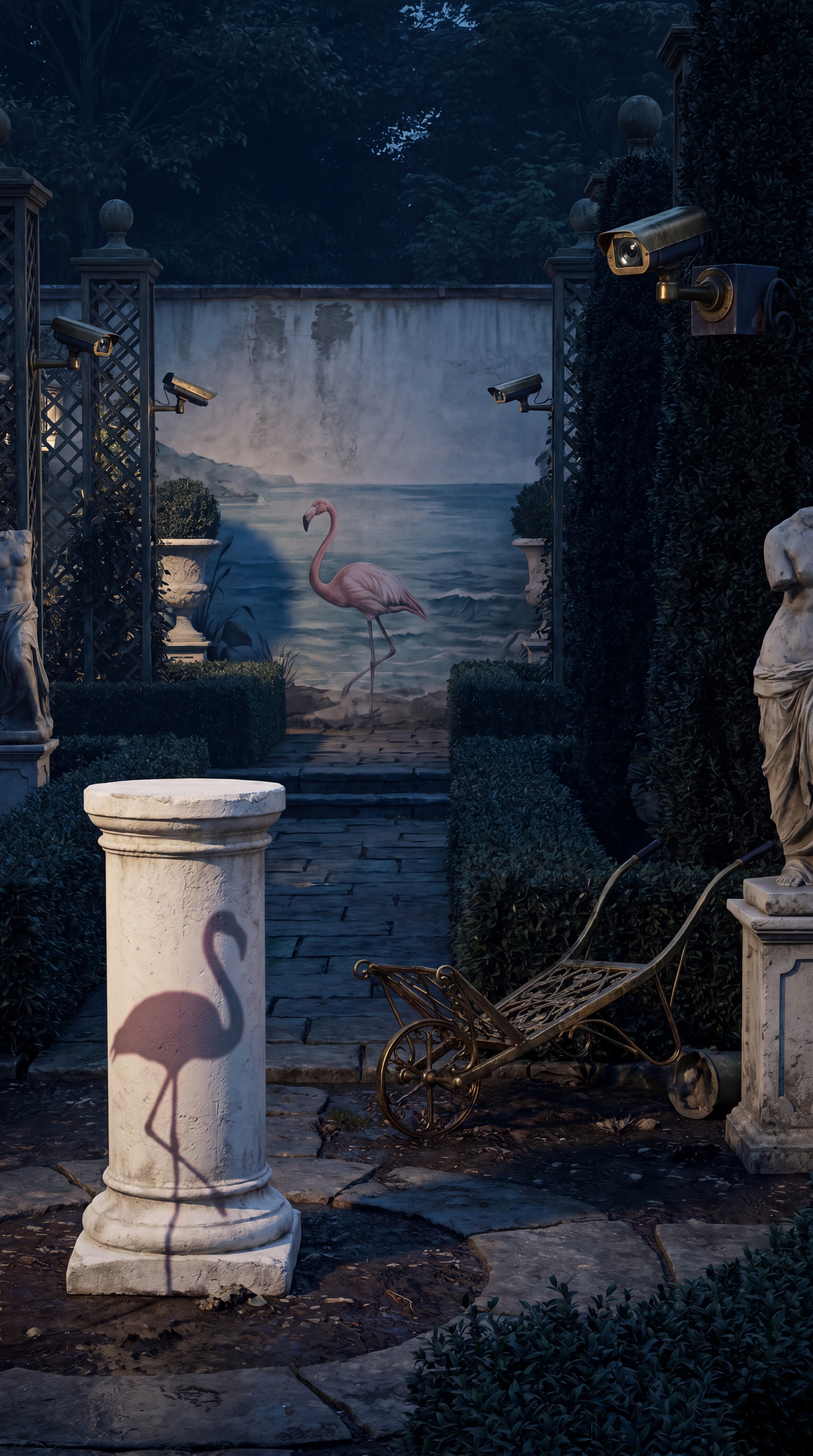Poetic card artwork for The Revolt of the Garden Statues.